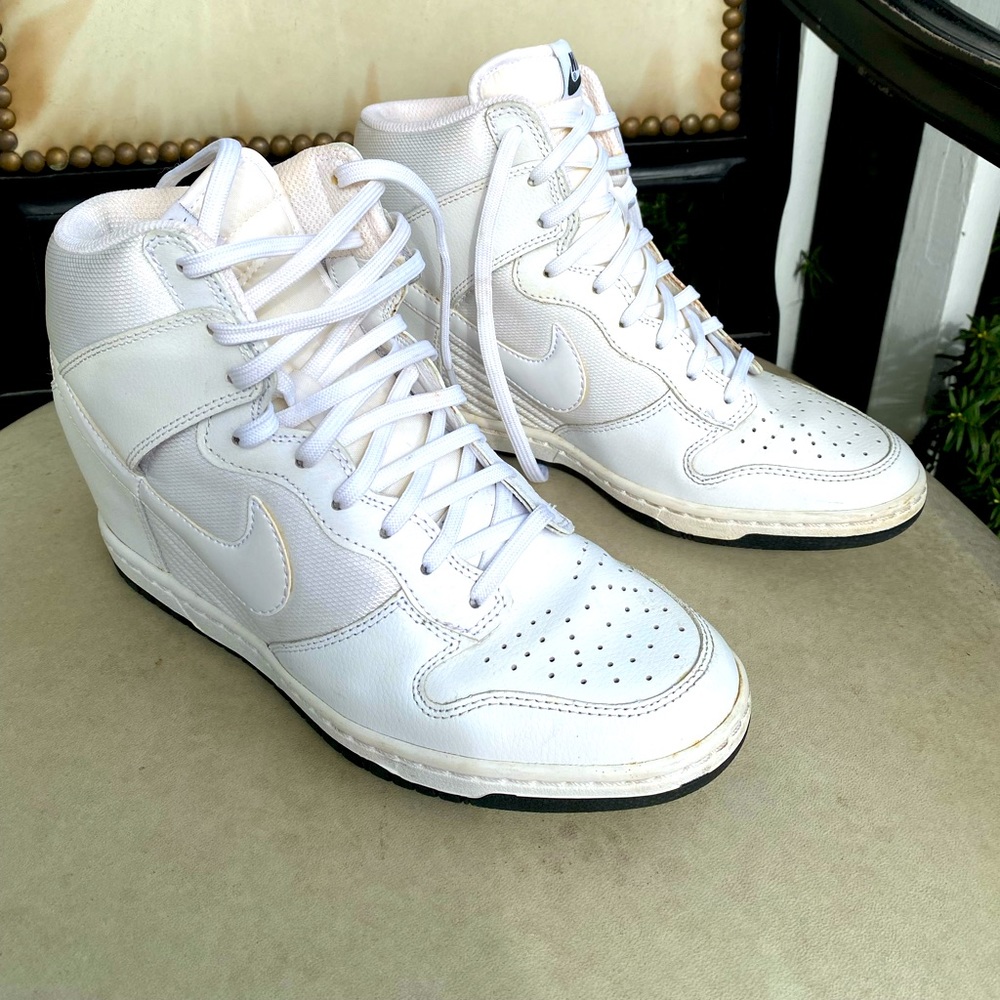 RARE🔥 Nike Dunk Sky Hi Essential Mesh white Sz 8.5 Sneaker hidden Wedge women